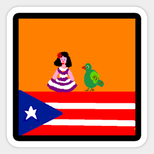 Sporty Puerto Rico Design on Black Background Sticker